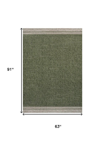 5' X 8' Green And Cream Indoor Outdoor Area Rug HomeRoots