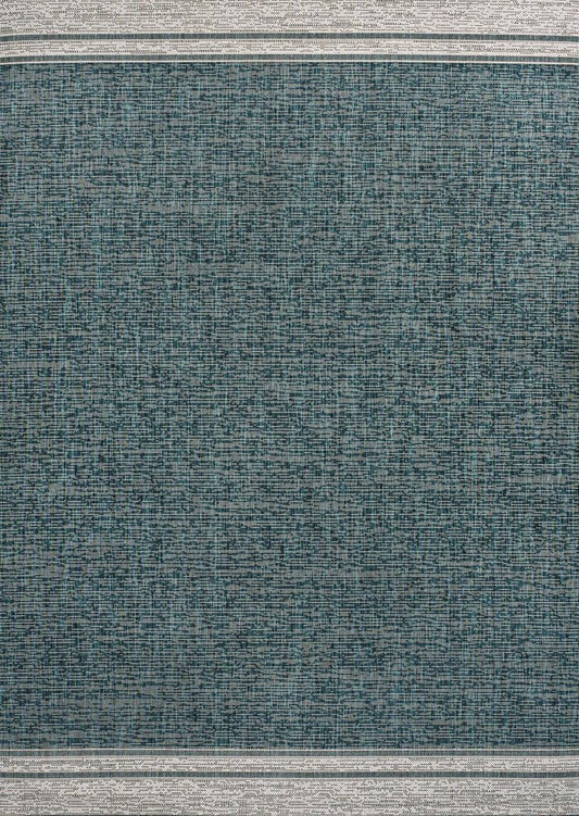 3' X 5' Turquoise And Cream Indoor Outdoor Area Rug