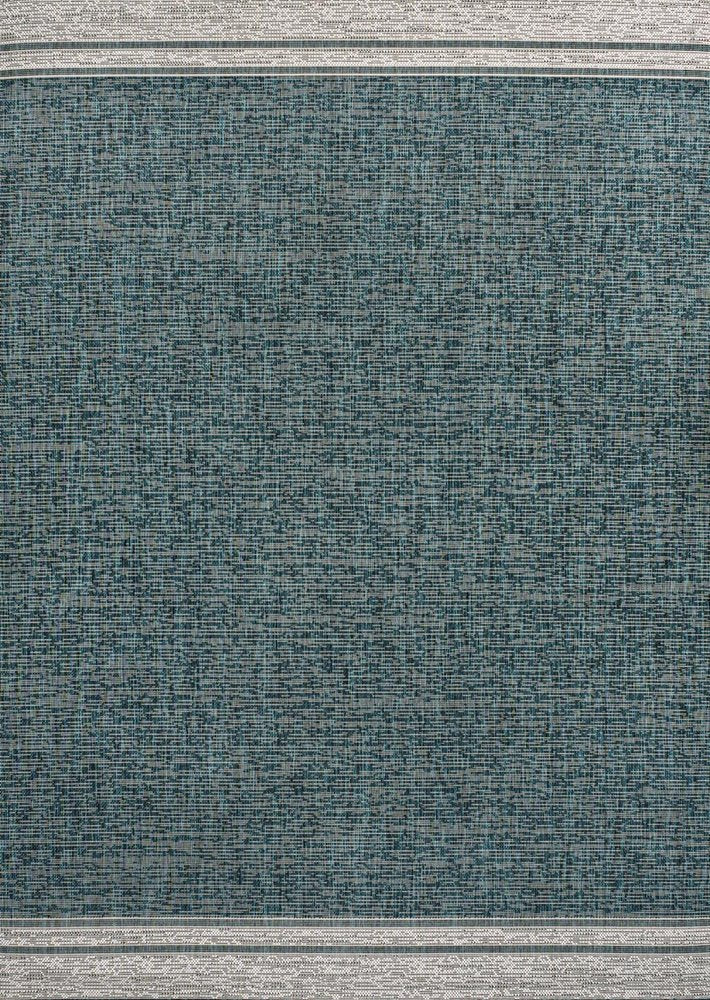5' X 8' Turquoise And Cream Indoor Outdoor Area Rug HomeRoots