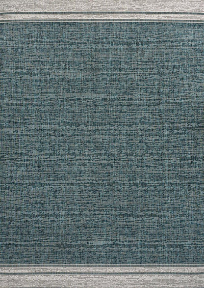 5' X 8' Turquoise And Cream Indoor Outdoor Area Rug HomeRoots