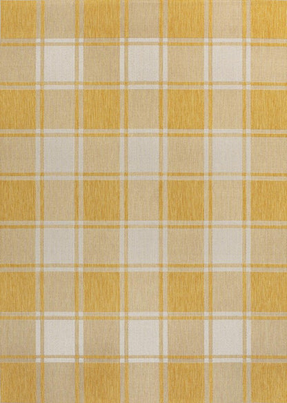 3' X 5' Yellow And Cream Gingham Indoor Outdoor Area Rug HomeRoots