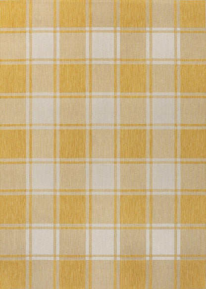 5' X 8' Yellow And Cream Gingham Indoor Outdoor Area Rug HomeRoots