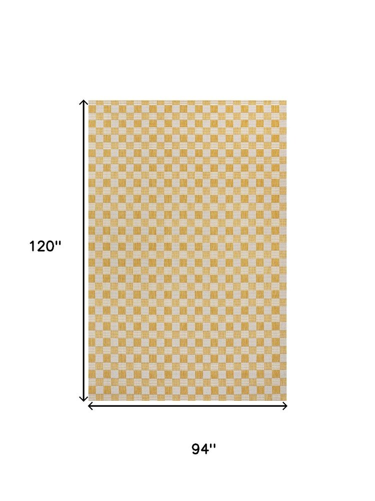 8' X 10' Yellow And Cream Geometric Indoor Outdoor Area Rug — view 2