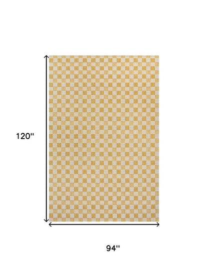 8' X 10' Yellow And Cream Geometric Indoor Outdoor Area Rug HomeRoots