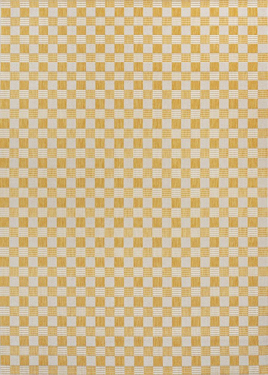 8' X 10' Yellow And Cream Geometric Indoor Outdoor Area Rug
