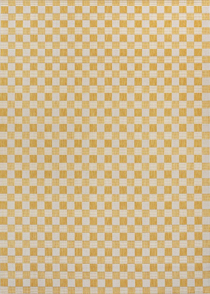 8' X 10' Yellow And Cream Geometric Indoor Outdoor Area Rug — view 1