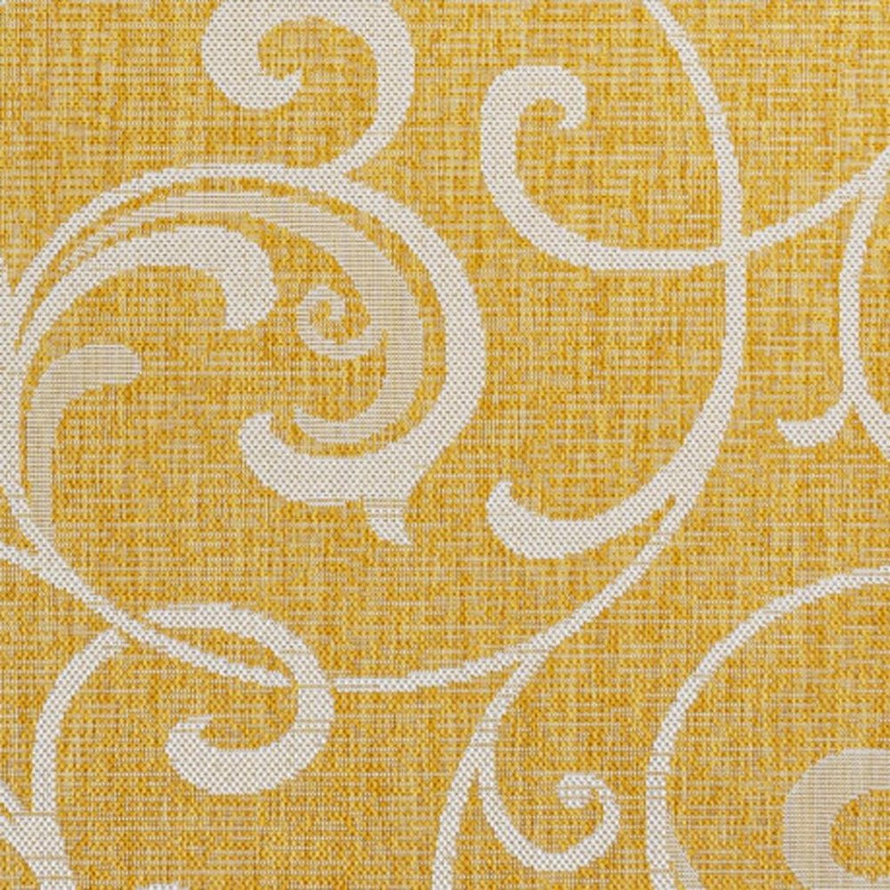 3' X 5' Yellow And Cream Floral Indoor Outdoor Area Rug — view 2
