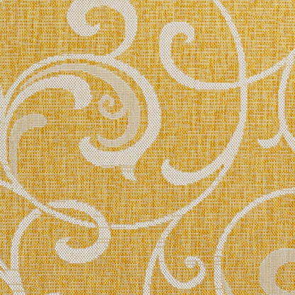 3' X 5' Yellow And Cream Floral Indoor Outdoor Area Rug HomeRoots