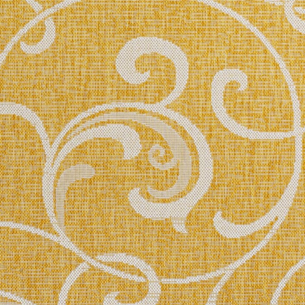 5' X 8' Yellow And Cream Floral Indoor Outdoor Area Rug HomeRoots