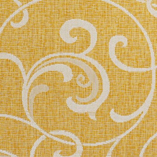 5' X 8' Yellow And Cream Floral Indoor Outdoor Area Rug