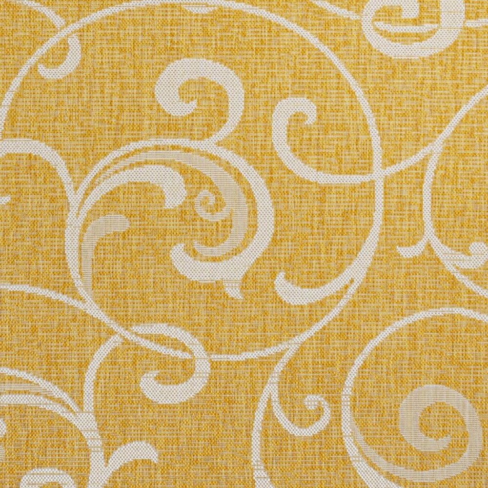 5' X 8' Yellow And Cream Floral Indoor Outdoor Area Rug HomeRoots