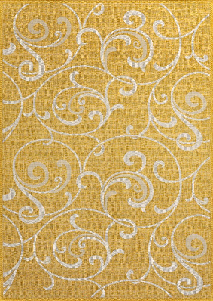 5' X 8' Yellow And Cream Floral Indoor Outdoor Area Rug HomeRoots