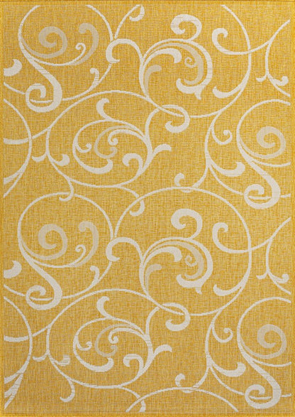 5' X 8' Yellow And Cream Floral Indoor Outdoor Area Rug HomeRoots