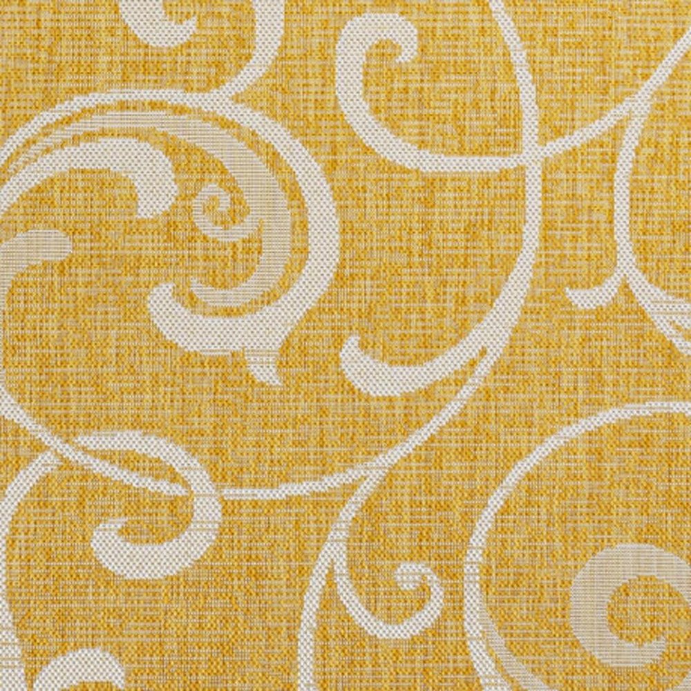 8' X 10' Yellow And Cream Floral Indoor Outdoor Area Rug — view 2