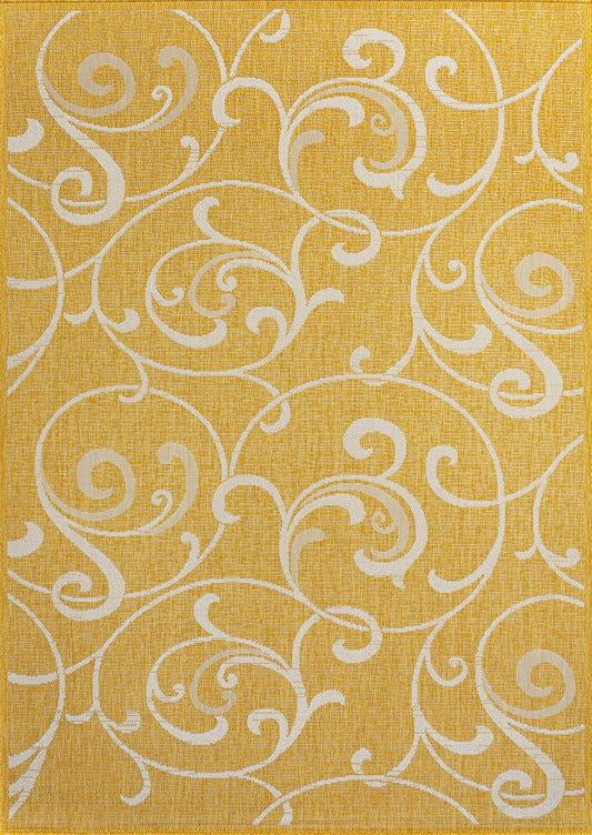 8' X 10' Yellow And Cream Floral Indoor Outdoor Area Rug