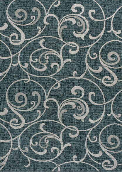 4' X 6' Turquoise And Cream Floral Indoor Outdoor Area Rug HomeRoots