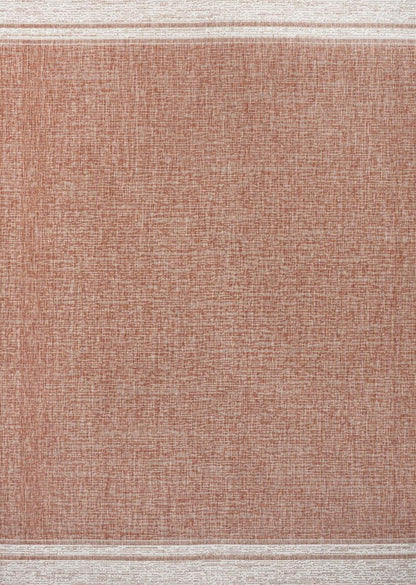 3' X 5' Salmon And Cream Indoor Outdoor Area Rug