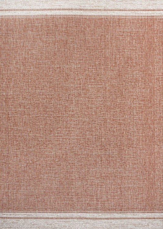 3' X 5' Salmon And Cream Indoor Outdoor Area Rug