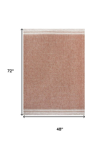 4' X 6' Salmon And Cream Indoor Outdoor Area Rug HomeRoots