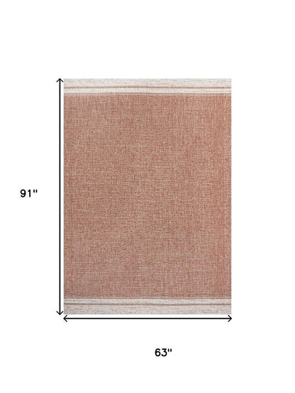 5' X 8' Salmon And Cream Indoor Outdoor Area Rug HomeRoots