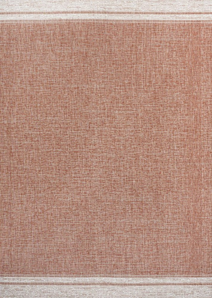 5' X 8' Salmon And Cream Indoor Outdoor Area Rug — view 1