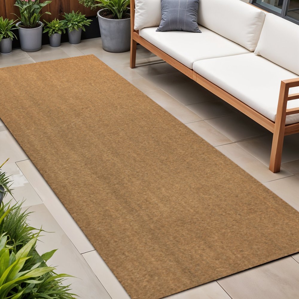 8' Light Brown Indoor Outdoor Runner Rug HomeRoots