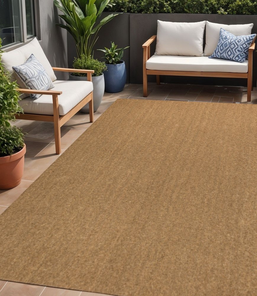 6' X 9' Light Brown Indoor Outdoor Area Rug