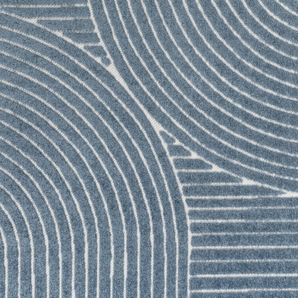 8' X 10' Dark Blue And Cream Striped Indoor Outdoor Area Rug HomeRoots