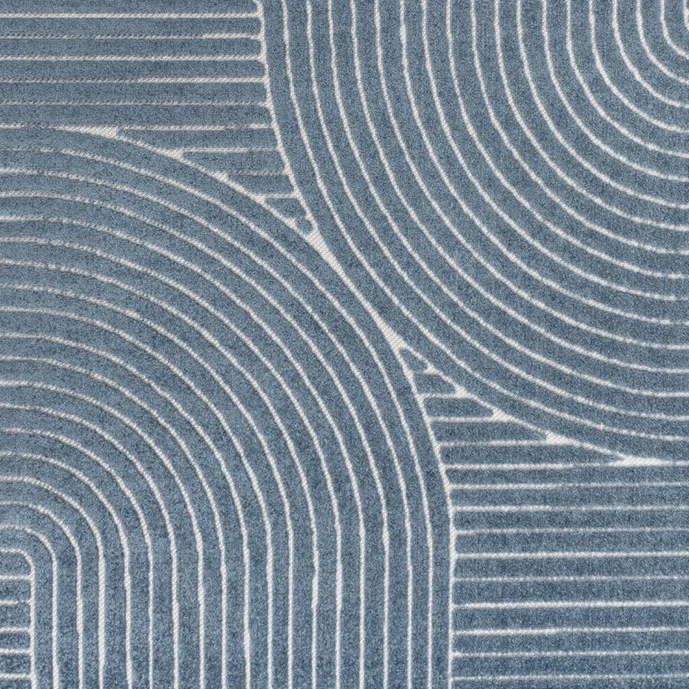 8' X 10' Dark Blue And Cream Striped Indoor Outdoor Area Rug — view 4
