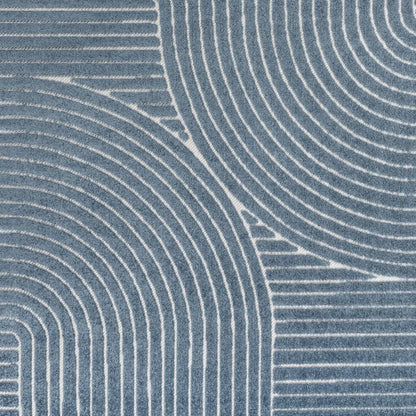 8' X 10' Dark Blue And Cream Striped Indoor Outdoor Area Rug