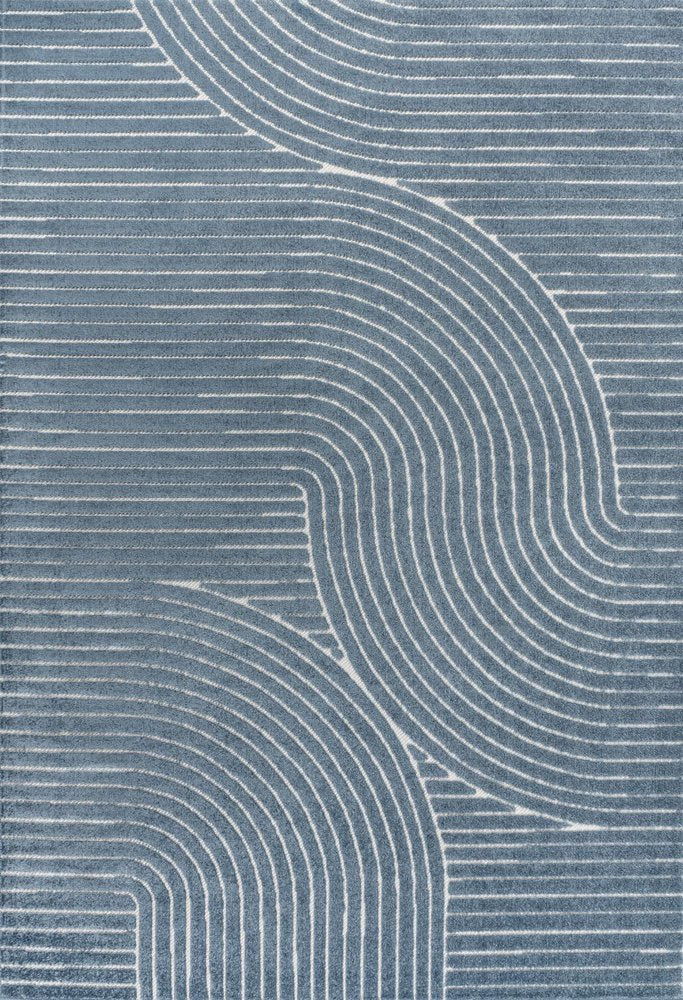 8' X 10' Dark Blue And Cream Striped Indoor Outdoor Area Rug HomeRoots