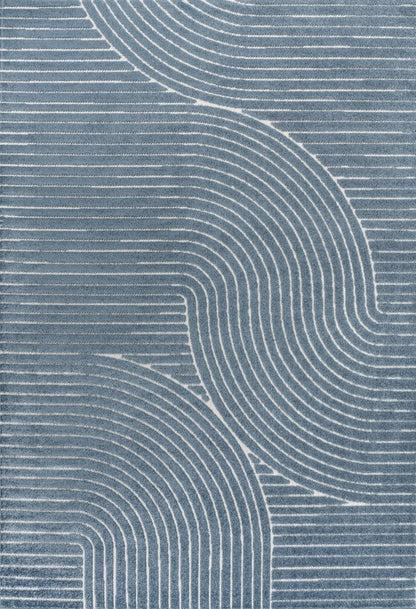 8' X 10' Dark Blue And Cream Striped Indoor Outdoor Area Rug HomeRoots