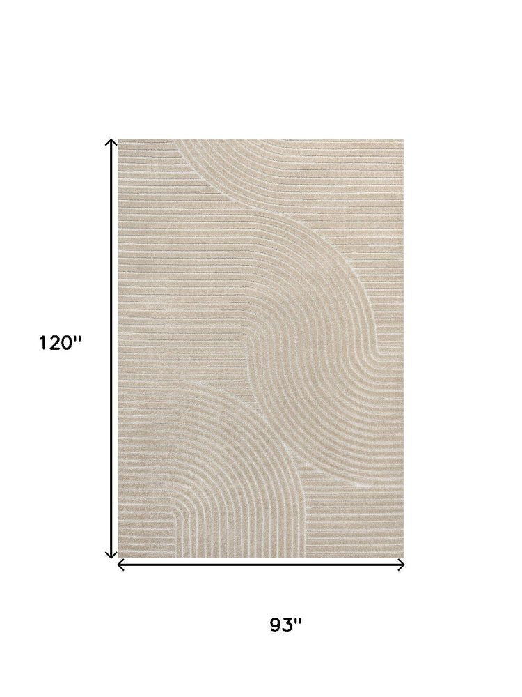 8' X 10' Beige And Cream Striped Indoor Outdoor Area Rug HomeRoots