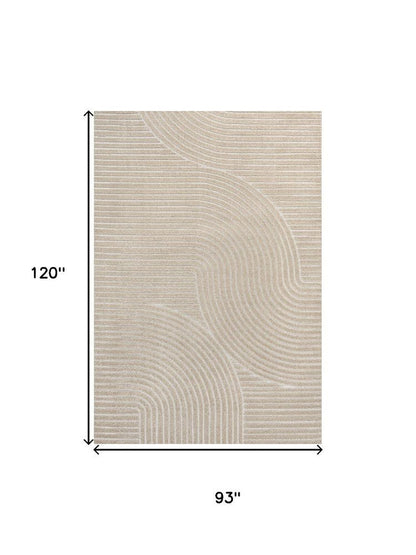 8' X 10' Beige And Cream Striped Indoor Outdoor Area Rug HomeRoots