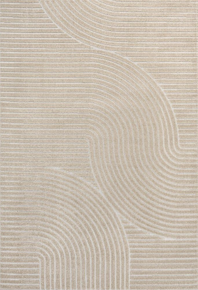 8' X 10' Beige And Cream Striped Indoor Outdoor Area Rug HomeRoots