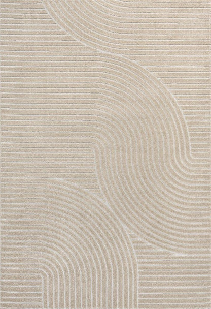 8' X 10' Beige And Cream Striped Indoor Outdoor Area Rug HomeRoots
