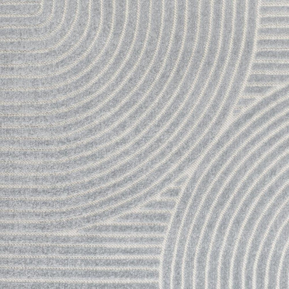 8' X 10' Light Blue And Cream Striped Indoor Outdoor Area Rug — view 4