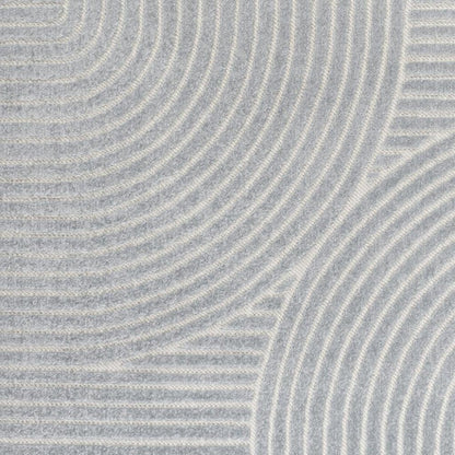 8' X 10' Light Blue And Cream Striped Indoor Outdoor Area Rug HomeRoots