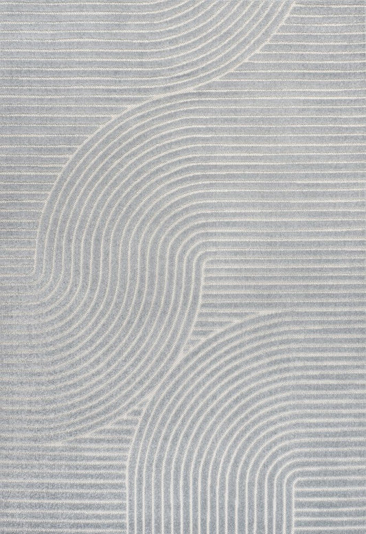 8' X 10' Light Blue And Cream Striped Indoor Outdoor Area Rug
