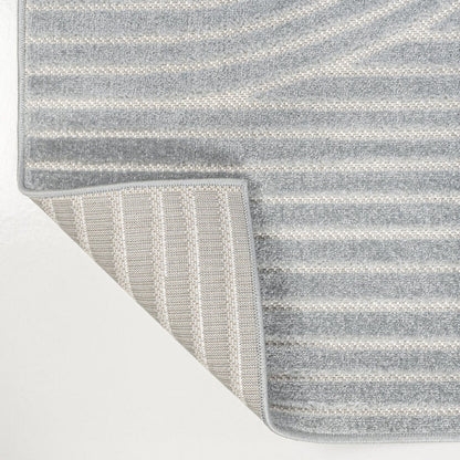 8' X 10' Light Blue And Cream Striped Indoor Outdoor Area Rug HomeRoots