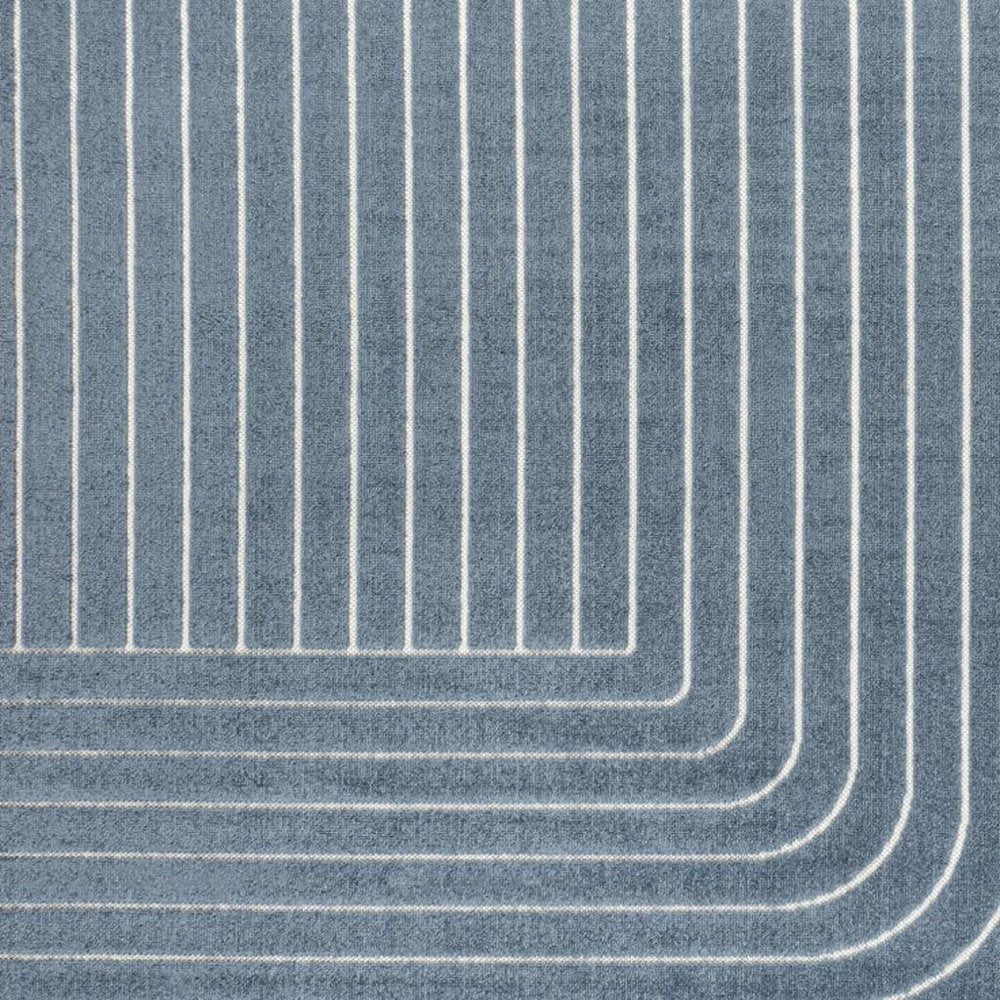 8' X 10' Dark Blue And Cream Striped Indoor Outdoor Area Rug — view 3