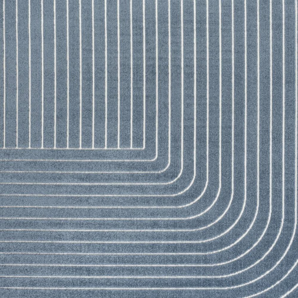8' X 10' Dark Blue And Cream Striped Indoor Outdoor Area Rug — view 4