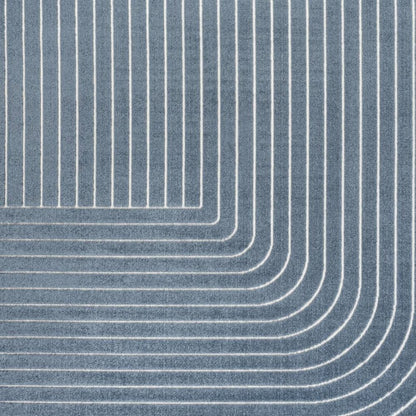 8' X 10' Dark Blue And Cream Striped Indoor Outdoor Area Rug HomeRoots
