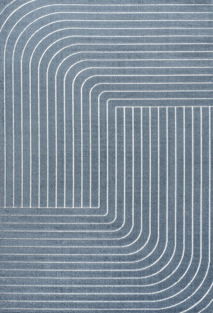 8' X 10' Dark Blue And Cream Striped Indoor Outdoor Area Rug HomeRoots