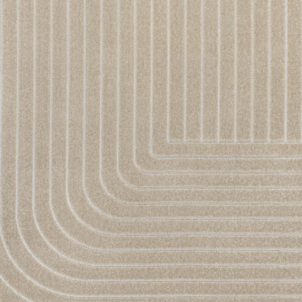 8' X 10' Beige And Cream Striped Indoor Outdoor Area Rug — view 3