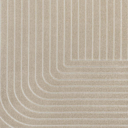 8' X 10' Beige And Cream Striped Indoor Outdoor Area Rug HomeRoots