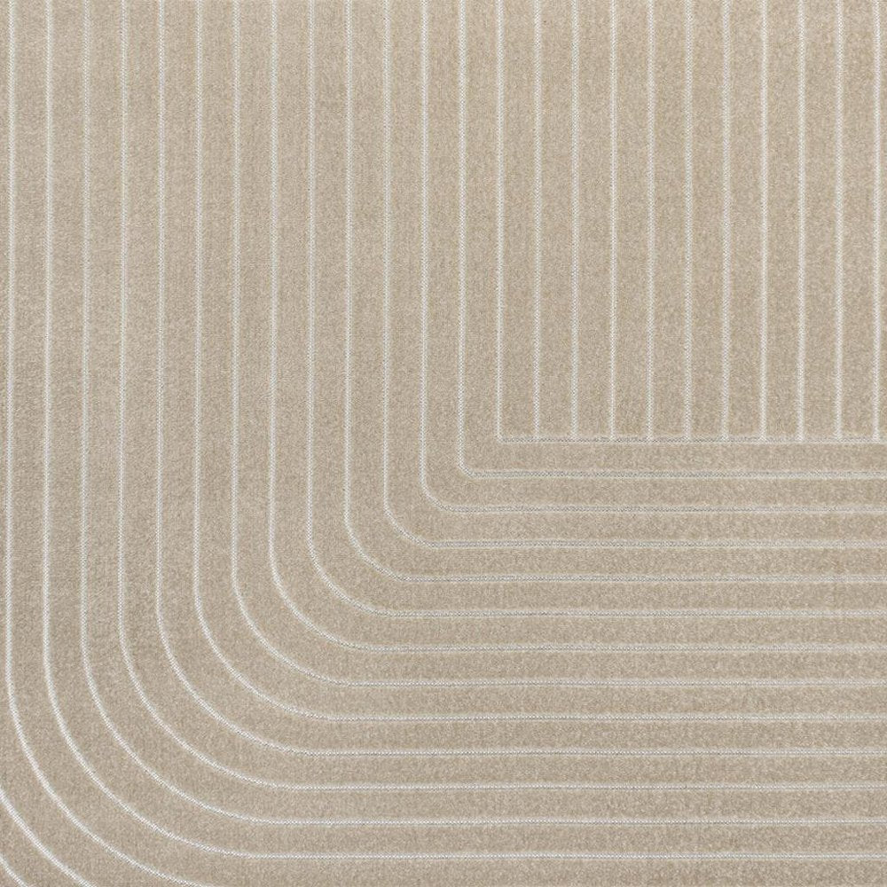 8' X 10' Beige And Cream Striped Indoor Outdoor Area Rug