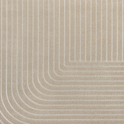 8' X 10' Beige And Cream Striped Indoor Outdoor Area Rug