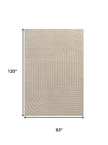 8' X 10' Beige And Cream Striped Indoor Outdoor Area Rug HomeRoots