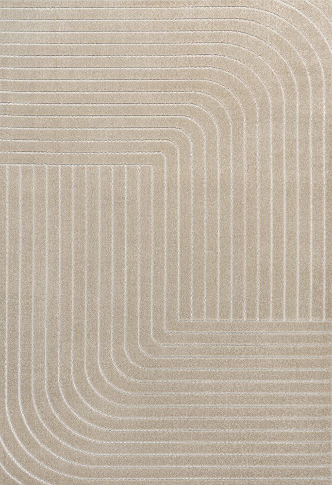 8' X 10' Beige And Cream Striped Indoor Outdoor Area Rug — view 1